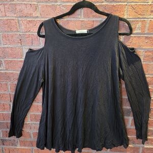 Stylish Black Cold Shoulder Long Sleeve Top